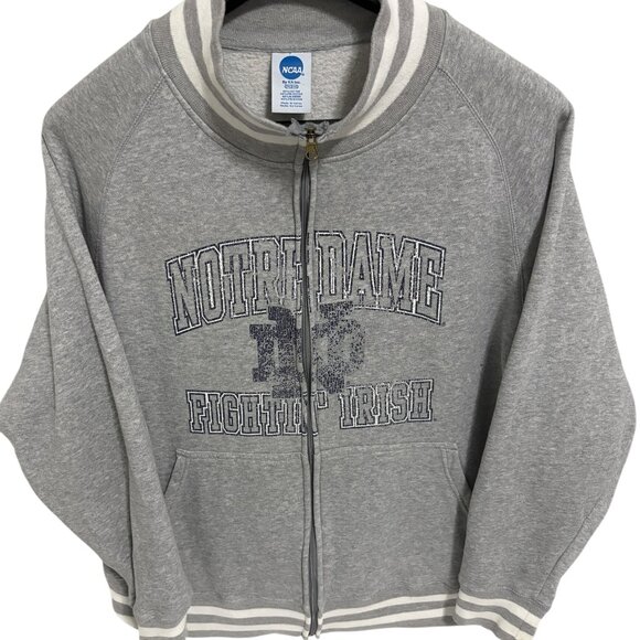 Notre Dame Fighting Irish Full Zip Sweatshirt Size XXL Gray NCAA - Picture 1 of 6